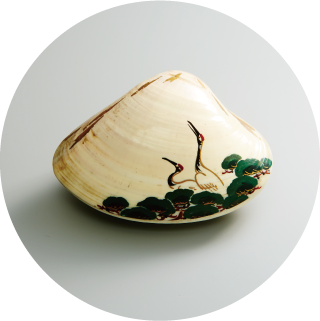 松上鶴絵蛤香合