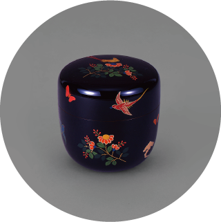 彩漆花鳥絵大棗