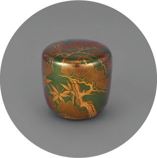 松竹蒔絵翆色大棗