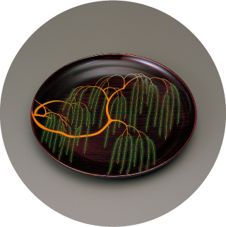 柳絵松の木青海盆