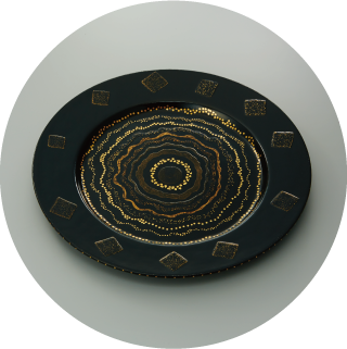 黒金蒔絵青海盆 